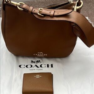 Coach Brown Leather Shoulder Bag with Gold-Tone Hardware